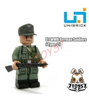 Unibrick Minifig WWII German Soldier #C w/ Rifle _Brick Army minifigure UN003C