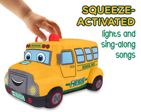 My Plush Hess Truck 2024 School Bus with Squeeze Activated Lights and Songs